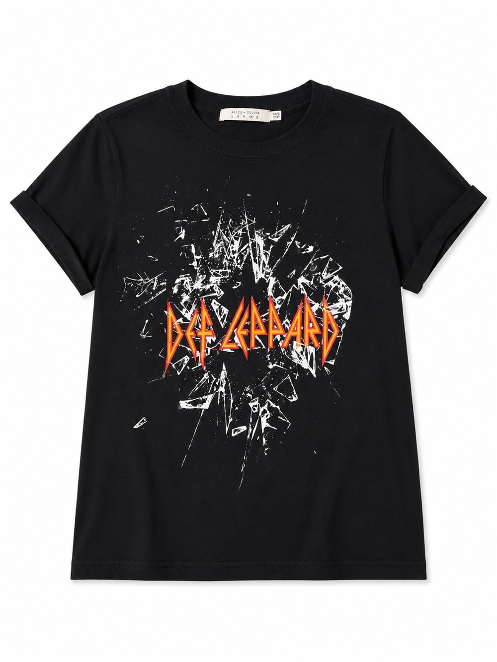 Alice+Olivia Black Def Leppard Graphic Tee Size XS/S